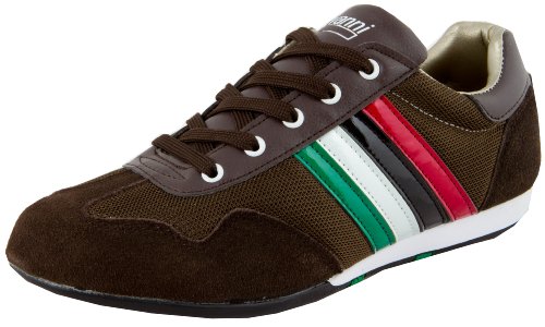 Luvanni Herren Sneaker Turnschuh Freizeitschuh Fitnesssschuh Erwachsene Outdoorschuhe Streifen Italien italienisches modernes Design Halbschuh mit echtem Leder Wildleder Farbe Braun EU 45 von Luvanni