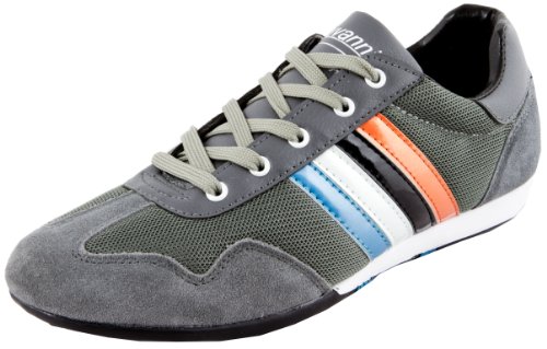 Luvanni Herren Sneaker Turnschuh Freizeitschuh Fitnesssschuh Erwachsene Outdoorschuhe Streifen Italien italienisches modernes Design Halbschuh mit echtem Leder Wildleder Farbe Grau EU 40 von Luvanni