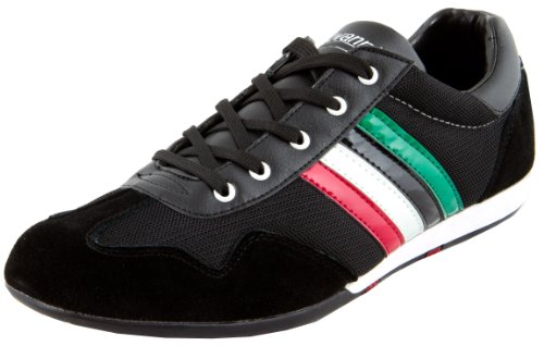 Luvanni Herren Sneaker Turnschuh Freizeitschuh Fitnesssschuh Erwachsene Outdoorschuhe Streifen Italien italienisches modernes Design Halbschuh mit echtem Leder Wildleder Farbe Schwarz EU 41 von Luvanni