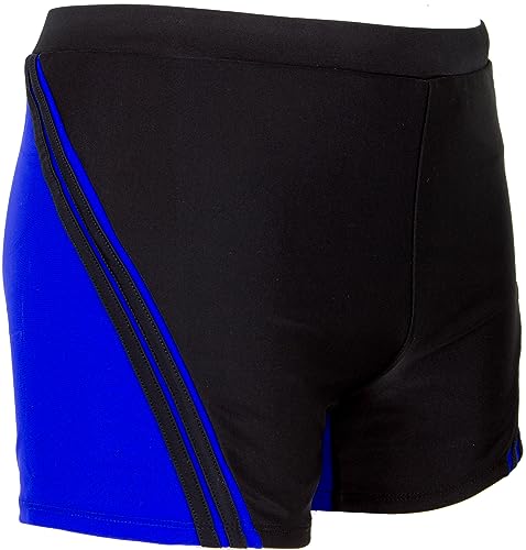 Luvanni Widerstandsfähige Badehose für Herren Schwimmhose Männer kurz eng anliegend Badeshorts gestreift Streifen Rot Blau Streifenmuster Klassisch bis Modern Farbe Blau Gestreift M von Luvanni