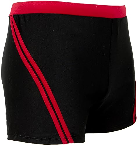 Luvanni Widerstandsfähige Badehose für Herren Schwimmhose Männer kurz eng anliegend Badeshorts gestreift Streifen Rot Blau Streifenmuster Klassisch bis Modern Farbe Rot Gestreift M von Luvanni