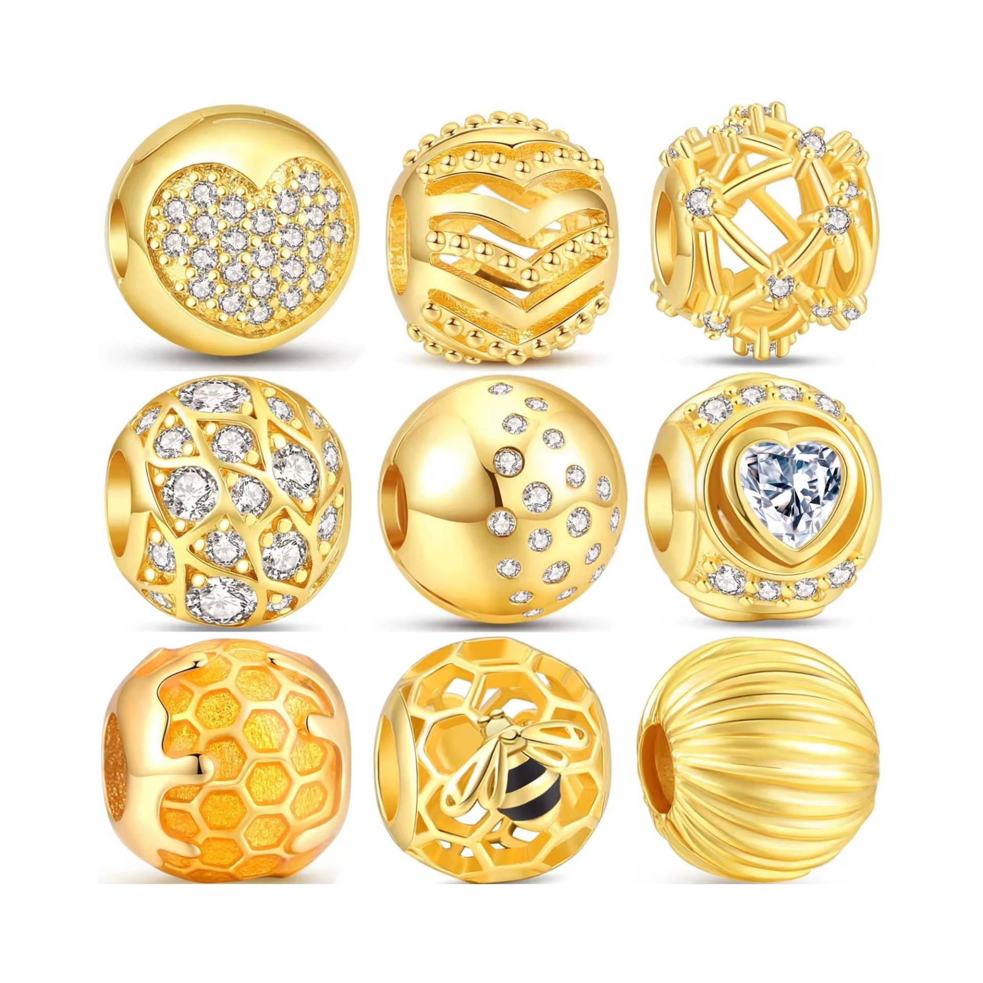 18K Vergoldete Spacer Charm - S925 Silber Pandora Kompatibel von Luvarin