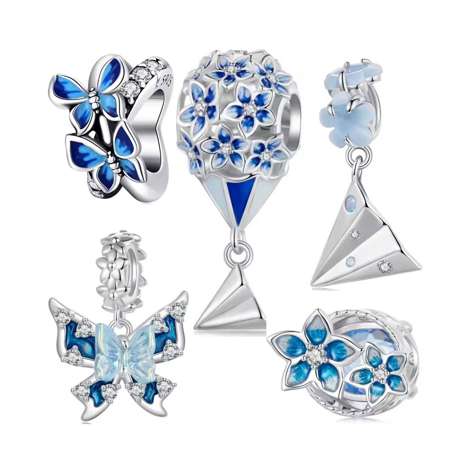 Blau Charms Für Pandora Armbänder, 18K Gold Überzogener Charm, S925 Silber Kaufen 3 Get 70% Sale von Luvarin