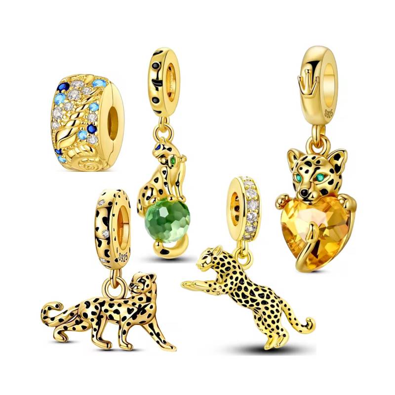 Leopard Charms 18K Vergoldet S925 Silvercharm Armbänder Pandora Charm Bracelets von Luvarin