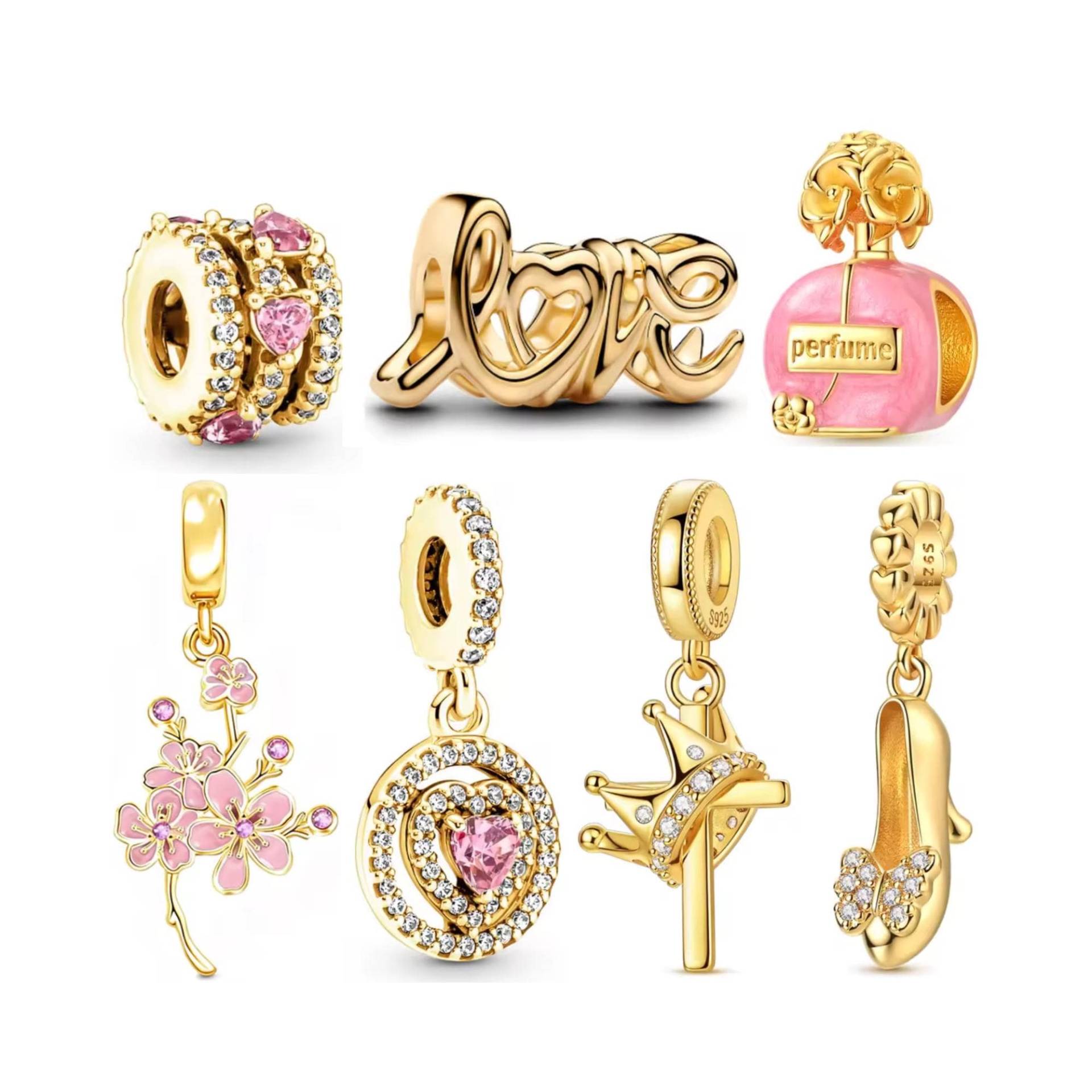 Rosa Charms Für Pandora Armband, S925 Silber Charms, Kaufen 3 Erhalten 70% Sale von Luvarin