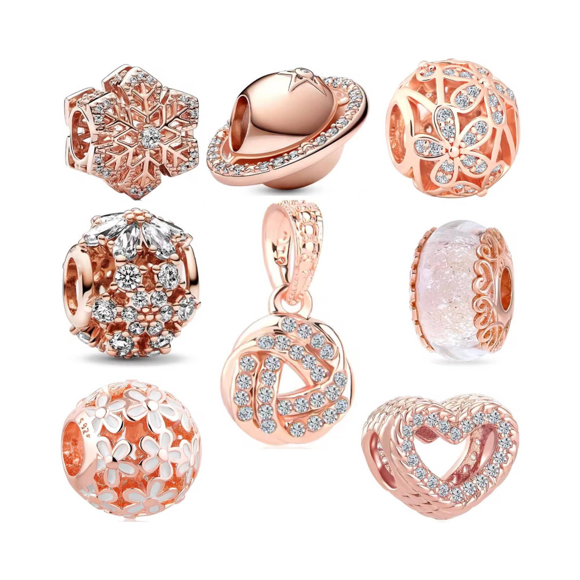 Rosegold Charms Für Pandora Armband, S925 Silber Charms, Kaufen 3 Get 70% Sale von Luvarin