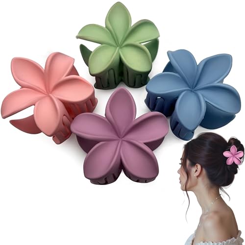 Luvearo 4 Stück rutschfeste matte Blumenklauen-Clip für dickes Haar bis dünnes glattes bis lockiges Haar-Accessoires für Frauen, Pastell-Klauen-Clips, niedliche Haarspangen, Mädchen-Haarspangen Luvearo 4 Stück rutschfeste matte Blumenklauen-Clip für dickes Haar bis dünnes glattes bis lockiges Haar-Accessoires für Frauen, Pastell-Klauen-Clips, niedliche Haarspangen, Mädchen-Haarspangen von Luvearo