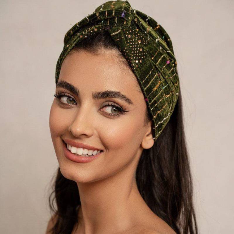 Samt Turban Wrap | Bestickter Blumen Kopftuch Damen Stirnband Verzierter Valentinstag Geschenk von Luvertta
