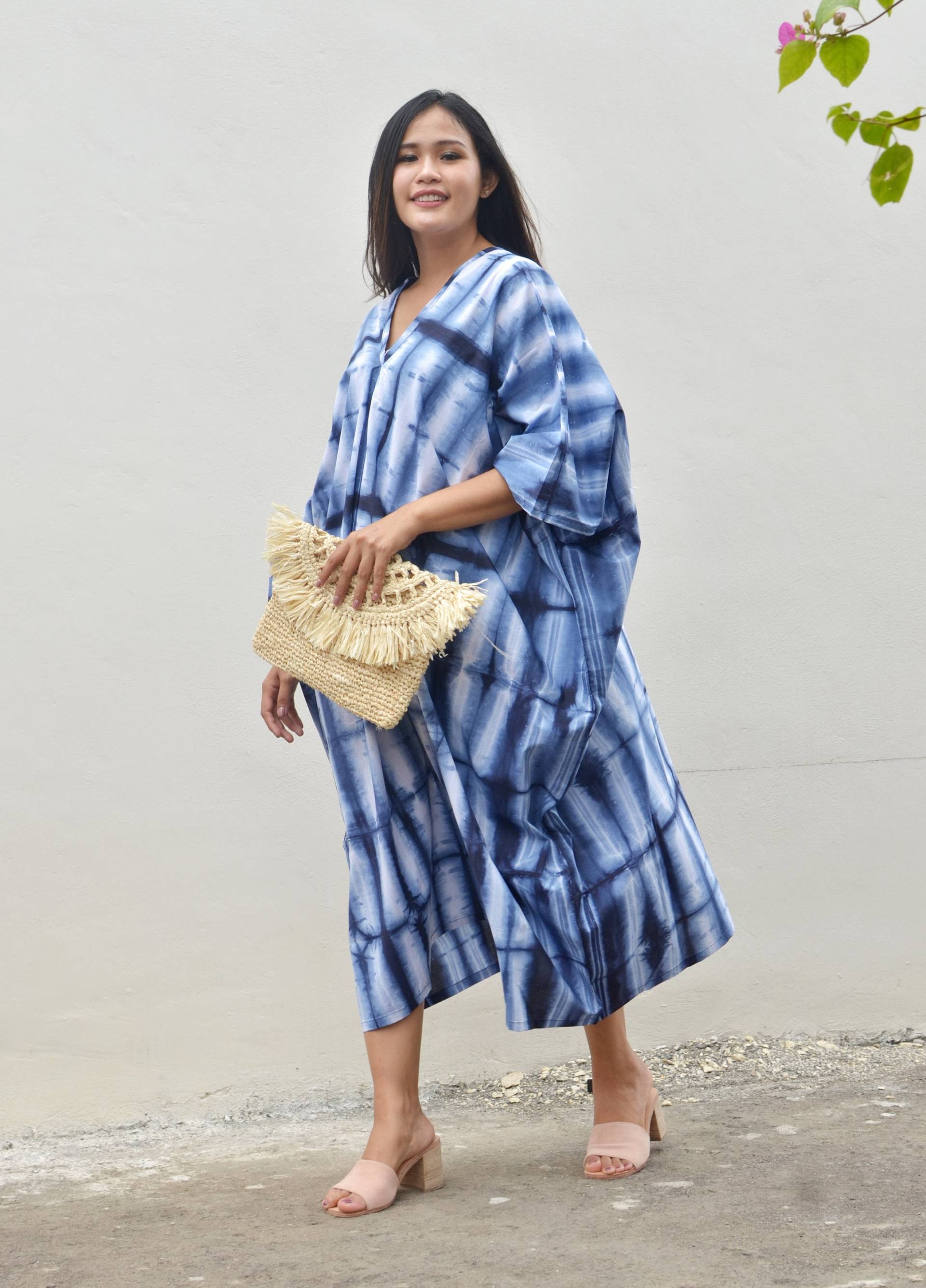 Shibori Kaftan, Baumwolle Hand Batiken Baumwoll Alltags Geschenk Für Sie, Kaftan Shibori Kaftan, Baumwolle Hand Batiken Baumwoll Alltags Geschenk Für Sie, Kaftan von LuvesWear