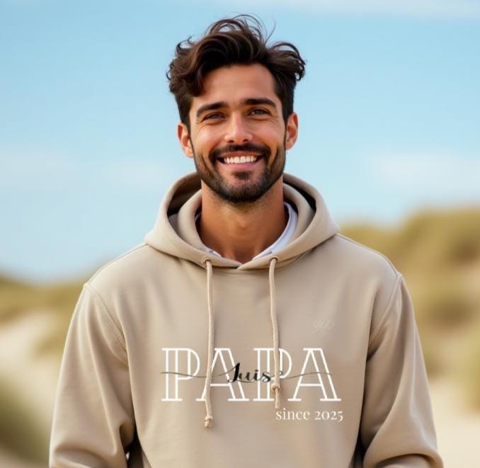 Papa Hoodie Personalisiert - Name & Geburtsjahr Geschenk Zur Geburt Oversize Herren Pullover Vatertag von LuviMamaLabel