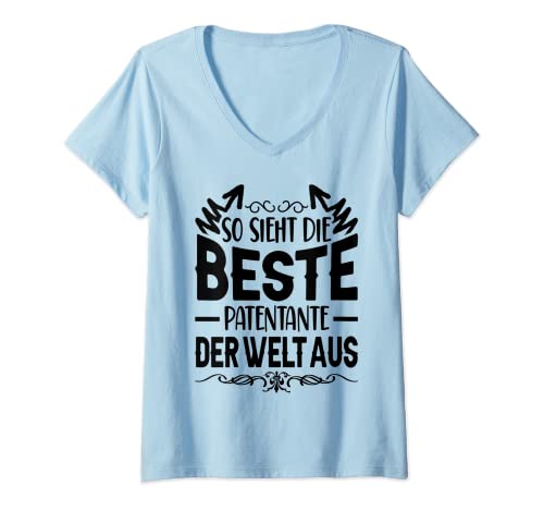 Damen So Sieht Die Beste Patentante Der Welt Aus Frauen T-Shirt mit V-Ausschnitt Damen So Sieht Die Beste Patentante Der Welt Aus Frauen T-Shirt mit V-Ausschnitt von Luvpatentantemal