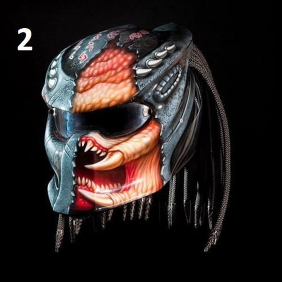 Benutzerdefinierter Predator Motorcyle Helm Handbemalt 3D Pinsel Typ 2 | Dot Und Ece Geprüft von LuxBearCustom