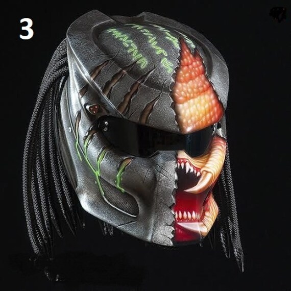 Custom Predator Motorcyle Helm Handbemalt 3D Pinsel Typ 3 | Dot Und Ece Geprüft von LuxBearCustom