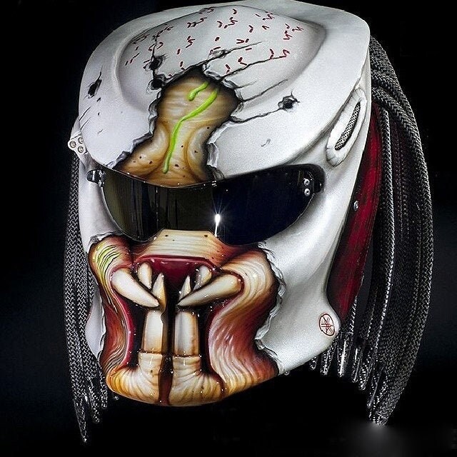 Custom Predator Motorcyle Helm Handbemalt 3D Pinsel Typ 7 | Dot Und Ece Geprüft von LuxBearCustom