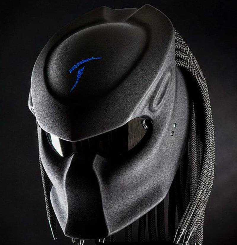 Custom Predator Motorcyle Helm Handbemalt Blaues Logo Curving | Dot Und Ece Geprüft von LuxBearCustom