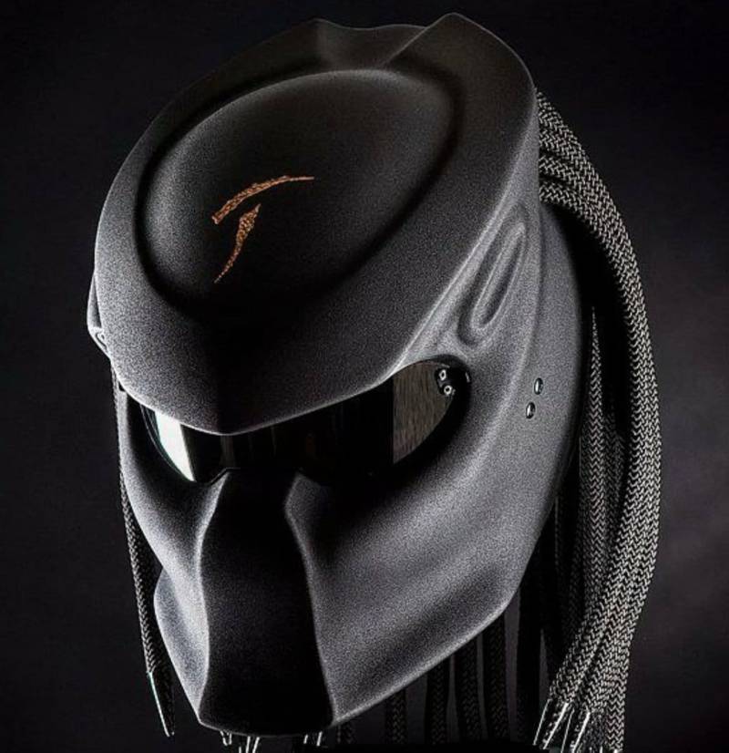 Custom Predator Motorcyle Helm Handbemalt Orange Logo Curving | Dot & Ece Approved von LuxBearCustom