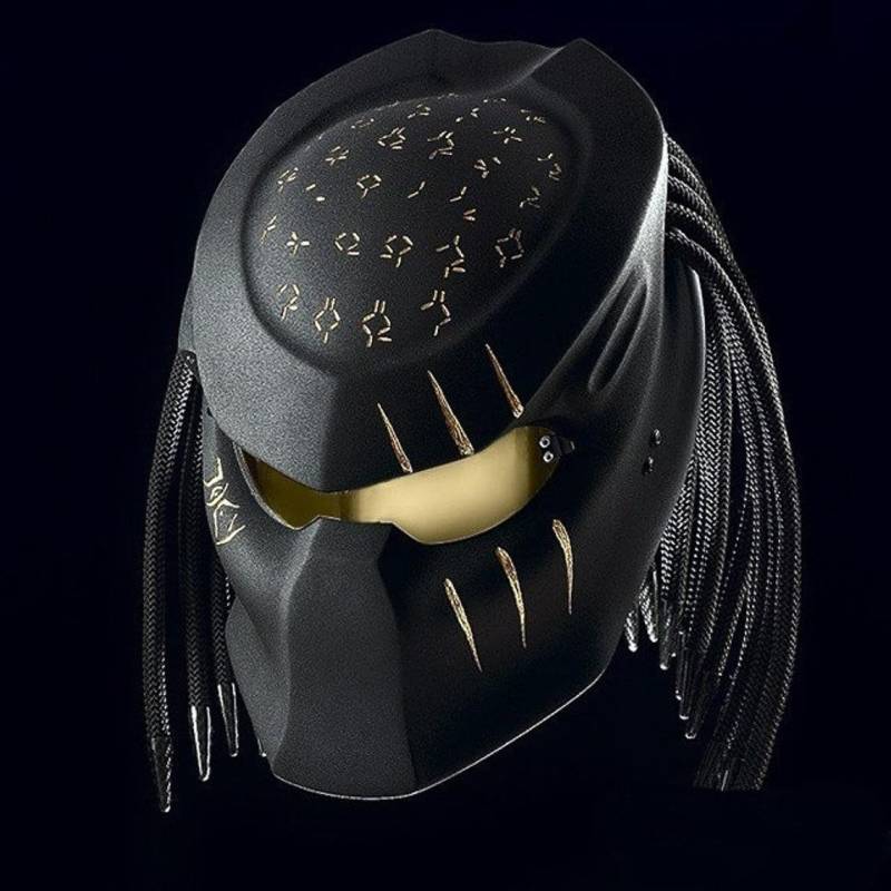 Custom Predator Motorrad Helm Goldener Riss | Dot Und Ece Geprüft von LuxBearCustom