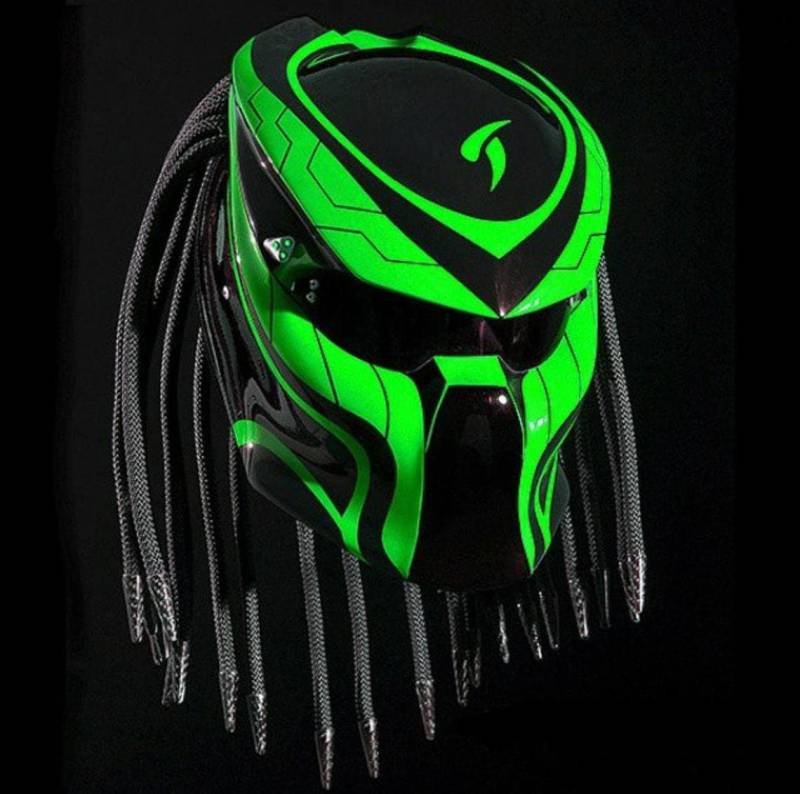 Custom Predator Motorrad Helm Green Line | Dot Und Ece Geprüft von LuxBearCustom