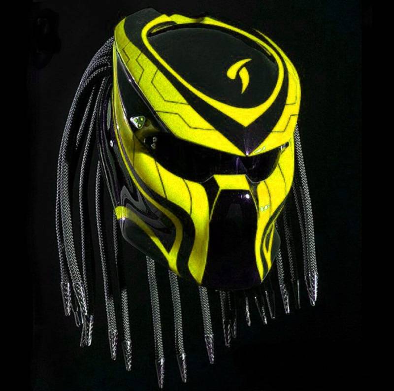 Custom Predator Motorradhelm Gelbe Linie | Dot Und Ece Geprüft von LuxBearCustom