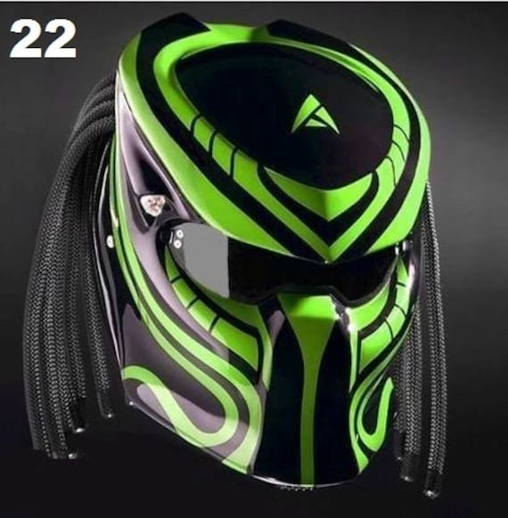 Der Predator Motorrad Helm Green Line Grafik | Dot Und Ece Geprüft von LuxBearCustom
