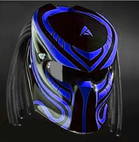 Der Predator Motorradhelm Blue Line Grafik | Dot Und Ece Geprüft von LuxBearCustom