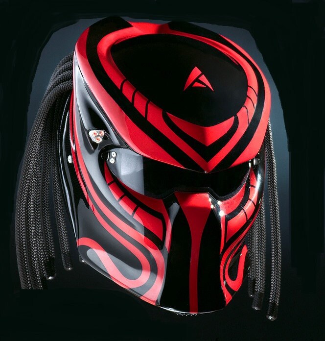 Der Predator Motorradhelm Red Line Grafik | Dot Und Ece Geprüft von LuxBearCustom