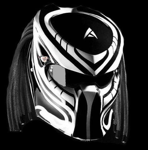 Der Predator Motorradhelm White Line Grafik | Dot Und Ece Geprüft von LuxBearCustom