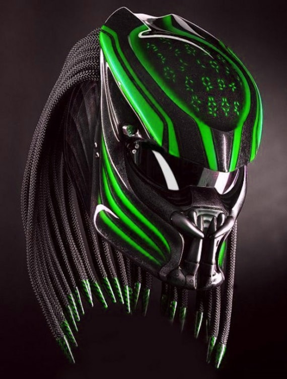 Großartig Custom Predator Helm Green Line | Dot Und Ece Geprüft von LuxBearCustom