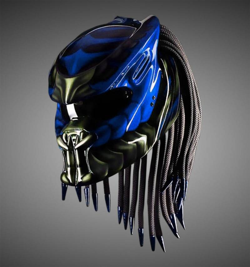 Großartig Custom Predator Motorradhelm Blue Kings Style | Dot Und Ece Geprüft von LuxBearCustom
