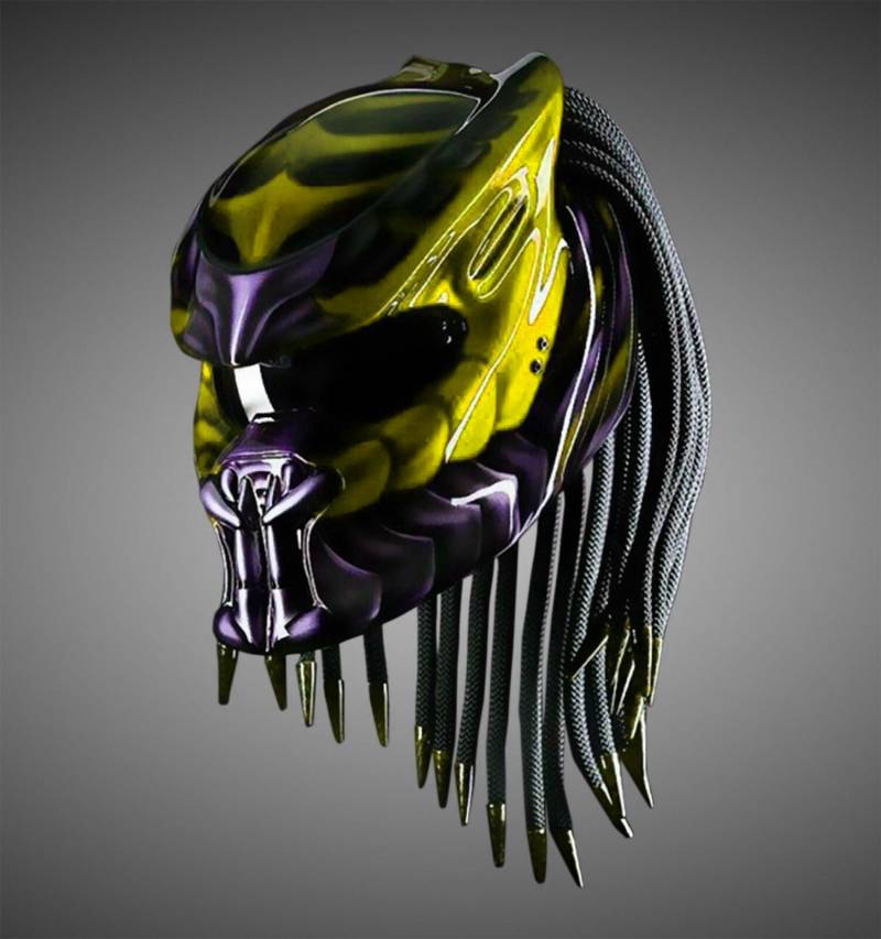 Großartig Custom Predator Motorradhelm Gelb König Stil | Dot Und Ece Geprüft von LuxBearCustom