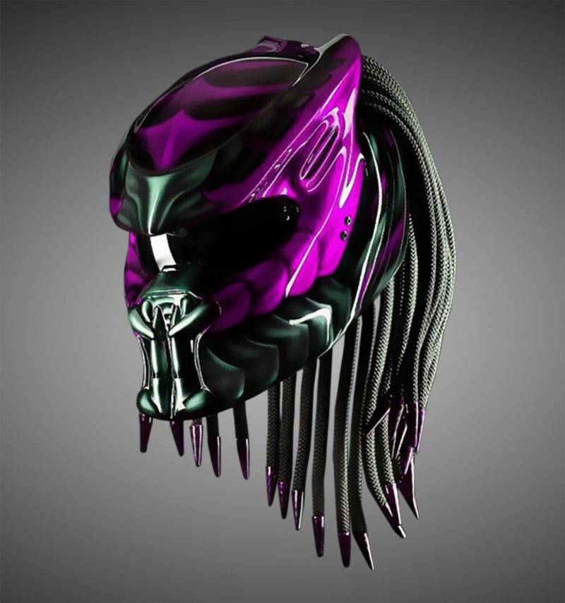 Großartig Custom Predator Motorradhelm Pink Kings Style | Dot Und Ece Geprüft von LuxBearCustom