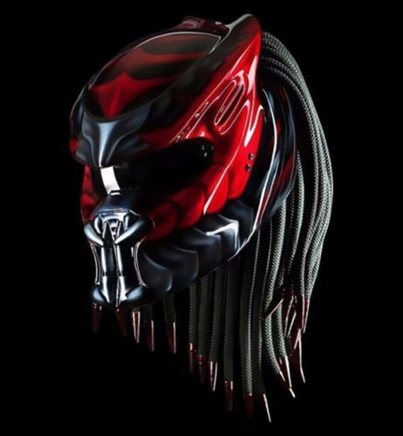 Großartig Custom Predator Motorradhelm Red Kings Style | Dot Und Ece Geprüft von LuxBearCustom