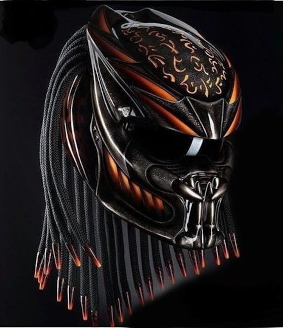 Neue Custom Predator Motorrad Helm Orange Feuer | Dot Und Ece Geprüft von LuxBearCustom