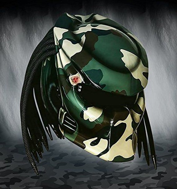 Neuer Benutzerdefinierter Raubtier Motorcyle Helm Handbemalt Army Green Style | Dot Und Ece Geprüft von LuxBearCustom
