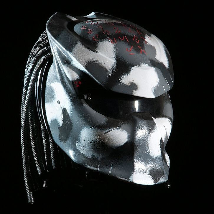 Neuer Benutzerdefinierter Raubtier Motorcyle Helm Handbemalt Army Grey Style | Dot Und Ece Geprüft von LuxBearCustom