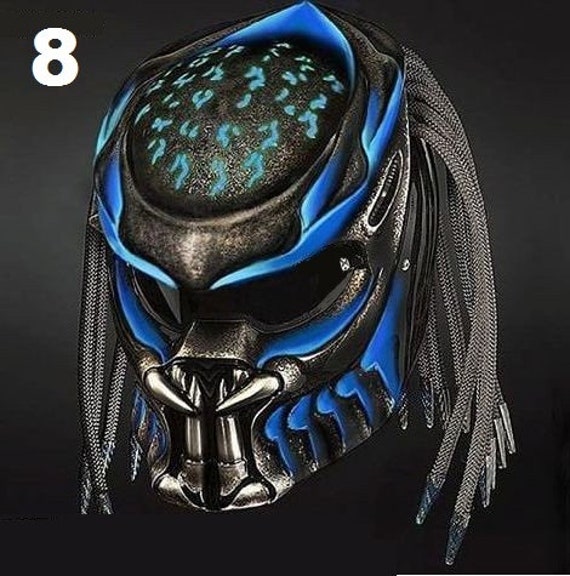 Toller Custom Predator Motorrad Helm Blau Wasser | Dot Und Ece Geprüft von LuxBearCustom