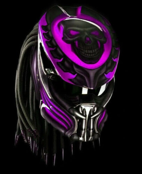 Toller Custom Predator Motorrad Helm Pink Skull | Dot Und Ece Geprüft von LuxBearCustom