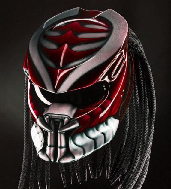 Tolles Custom Predator Motorrad Rote Hai Stil Wasser | Dot Und Ece Zugelassen von LuxBearCustom