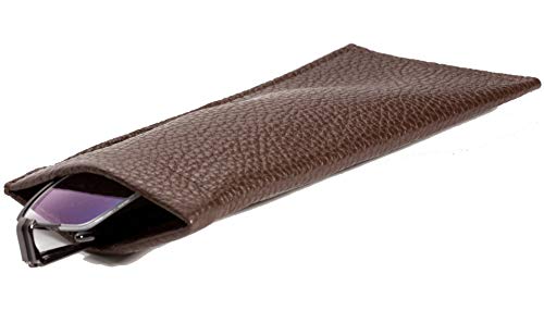 LuxCase Glasses case soft “Stockholm” Genuine Leather Handmade Eyeglass Case Sunglasses Eyewear Protective Holder day glasses reading glasses men women unisex (Brown) von LuxCase