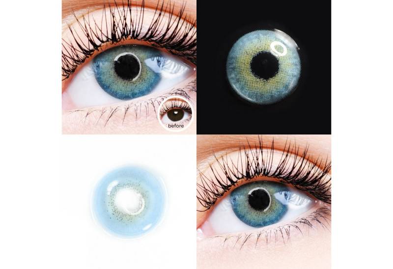 LuxDelux Farblinsen Bonito Blue Beige - Blaue Farbige Kontaktlinsen mit und ohne Stärke, Weiche Farblinsen von LuxDelux