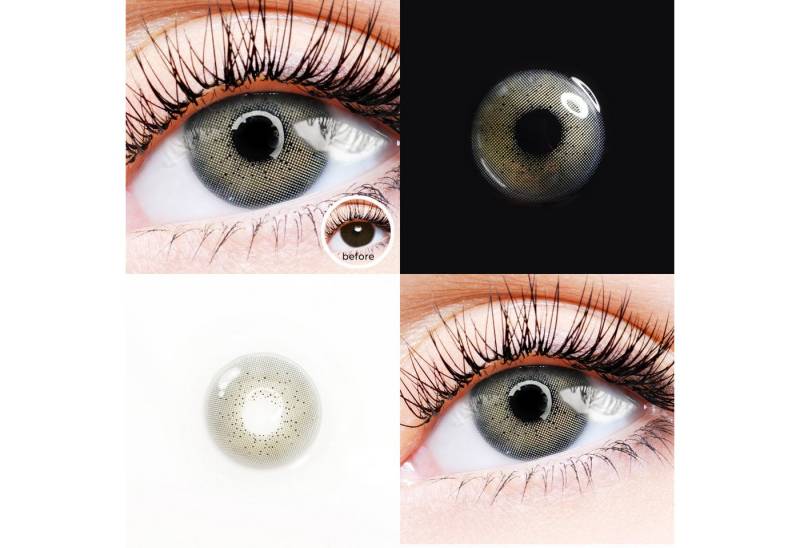 LuxDelux Farblinsen Gin Tonic - Farbige Kontaktlinsen grau-beige Farbe mit kleinen Punkten, Weiche Farblinsen LuxDelux Farblinsen Gin Tonic - Farbige Kontaktlinsen grau-beige Farbe mit kleinen Punkten, Weiche Farblinsen von LuxDelux