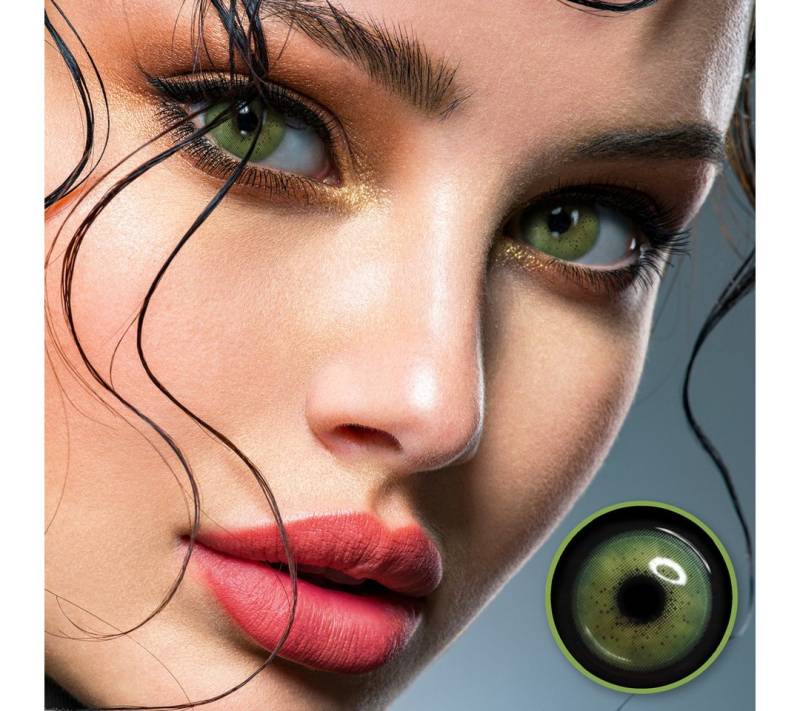 LuxDelux Farblinsen Lime Green - Hellgrüne Farbige Kontaktlinsen mit und ohne Stärke, Weiche Farblinsen von LuxDelux