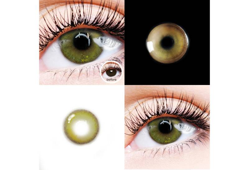LuxDelux Farblinsen Moonlight Green - Kontaktlinsen farbig grün für Anime Charakter, Weiche Farblinsen von LuxDelux