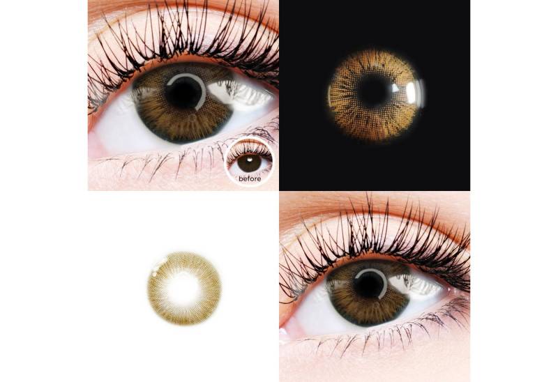 LuxDelux Farblinsen Passion Brown - Kontaktlinsen farbig leichte Deckkraft in Braun Light, Weiche Farblinsen von LuxDelux