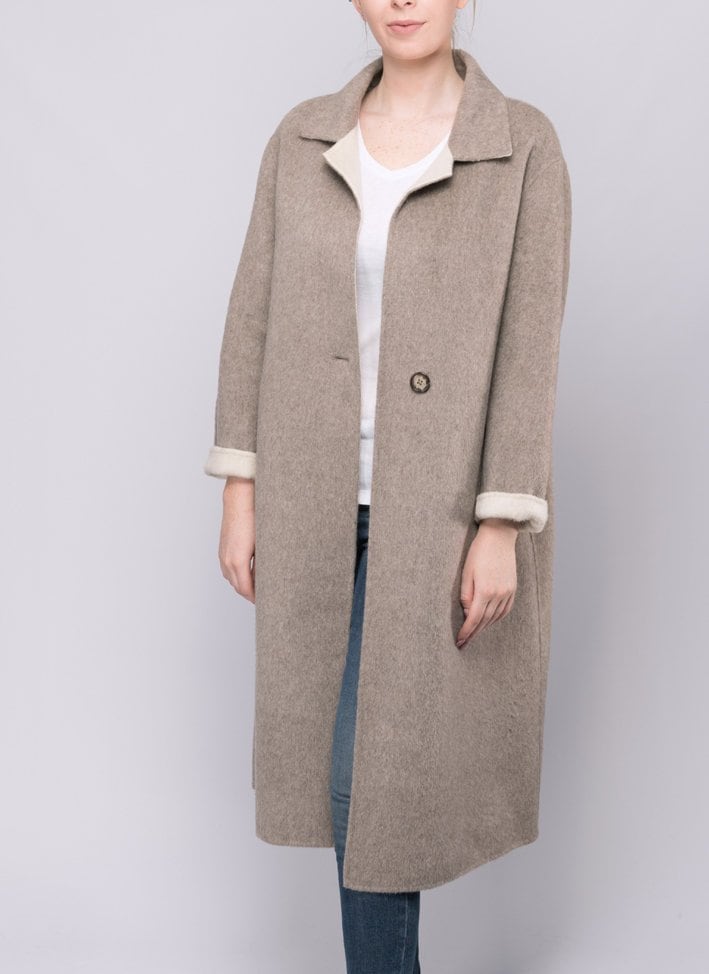 Doppel-Layer Hand Schwenkst Beige 100% Wollcoat Doppel-Layer Hand Schwenkst Beige 100% Wollcoat von LuxFashionStudio