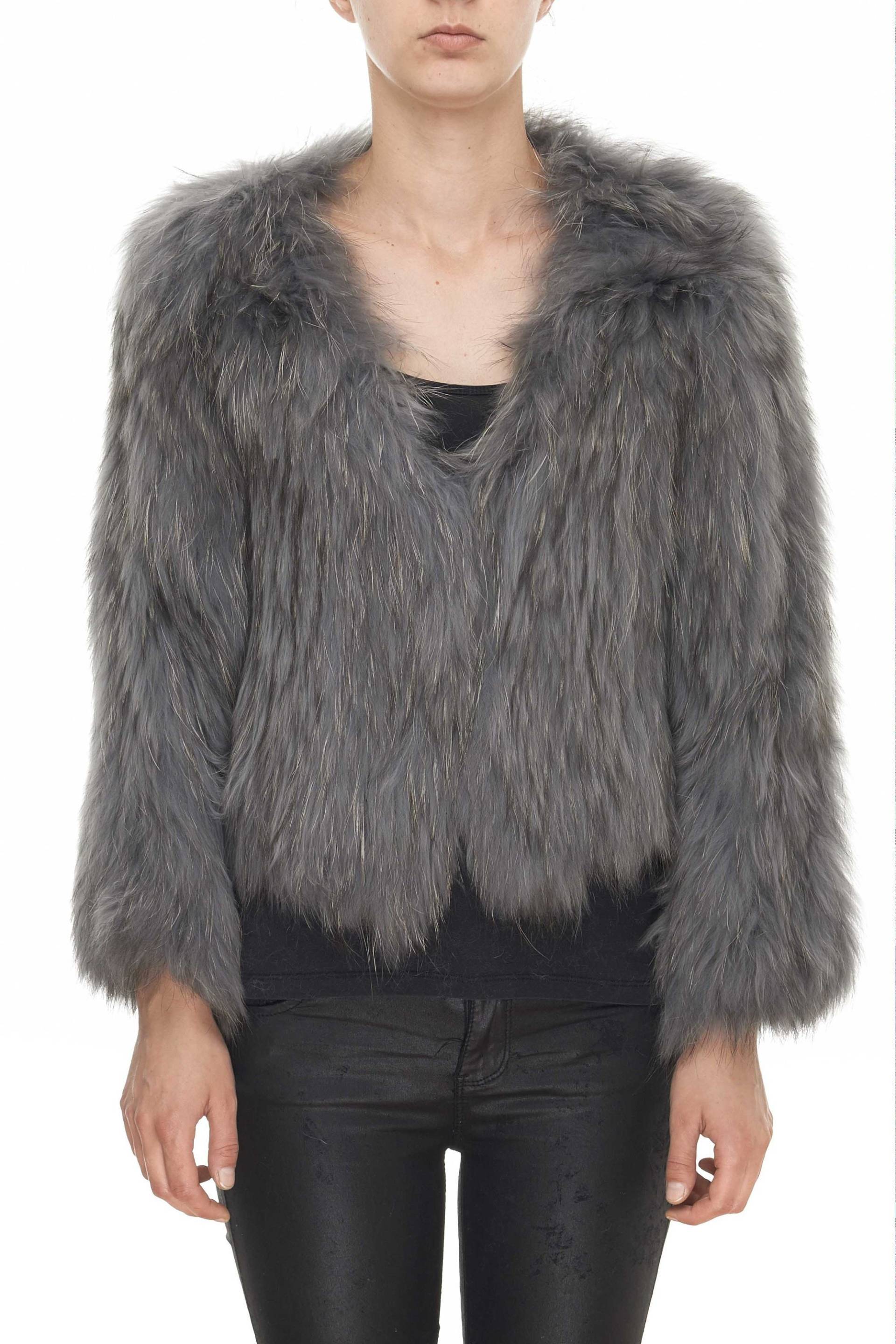Fuchspelz Grau Gestrickte Jacke Strickjacke Fuchspelz Grau Gestrickte Jacke Strickjacke von LuxFashionStudio