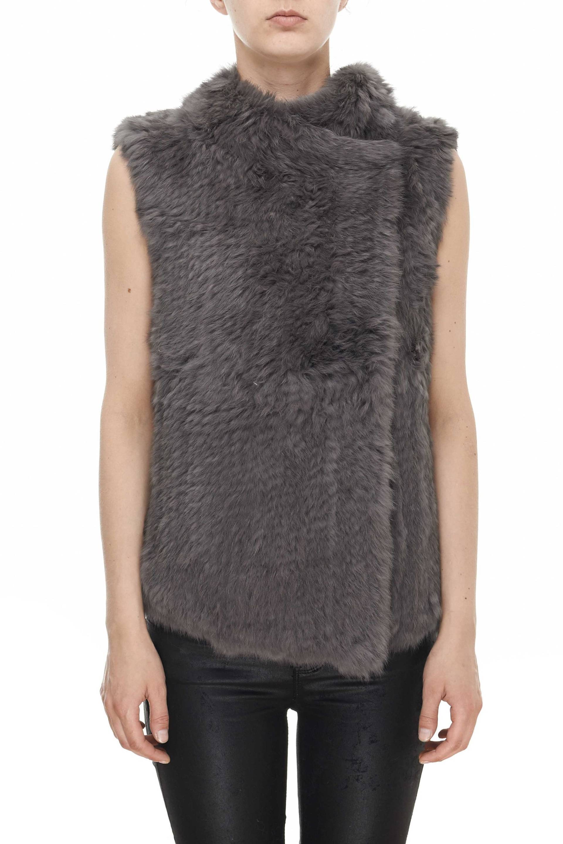 Kaninchenfell Dunkelgrau Gilet Gestrickt Kaninchenfell Dunkelgrau Gilet Gestrickt von LuxFashionStudio