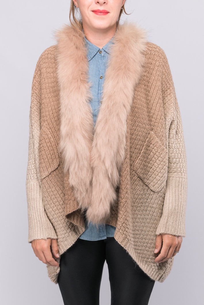 Pelz Getrimmt Braun Ombre Wolle Cape Pelz Getrimmt Braun Ombre Wolle Cape von LuxFashionStudio
