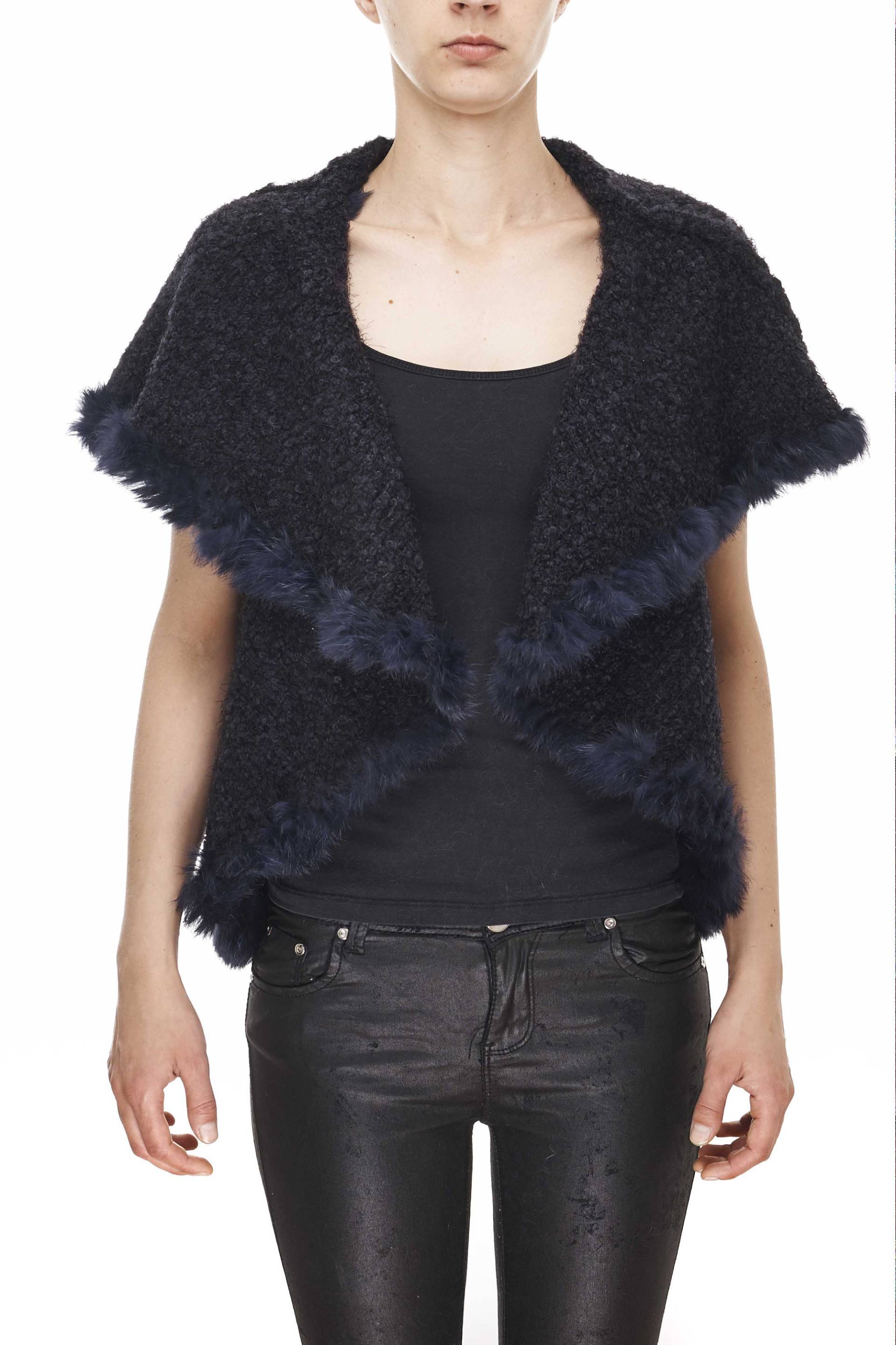 Pelz Getrimmt Stricken Marine Gilet Pelz Getrimmt Stricken Marine Gilet von LuxFashionStudio