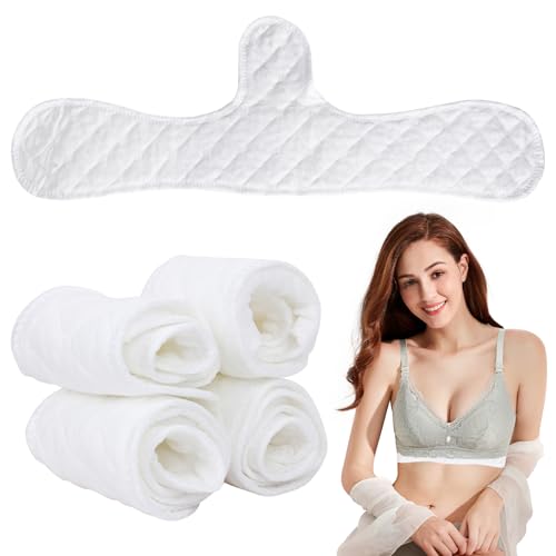 BH Einlagen Schwitzen, 4 Stück Unterbrust Schwitzschutz aus Baumwolle Atmungsaktive BH Polster gegen Schwitzen unter der Brust 48x16cm Weiß für Sport Alltag heiße Tage Diskret in jedem Sport BH von LuxStellar